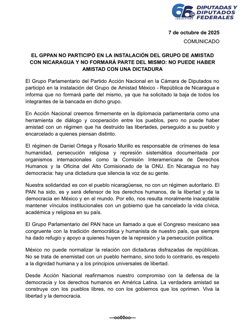 Diputadosrechazanamistadconnicaragua